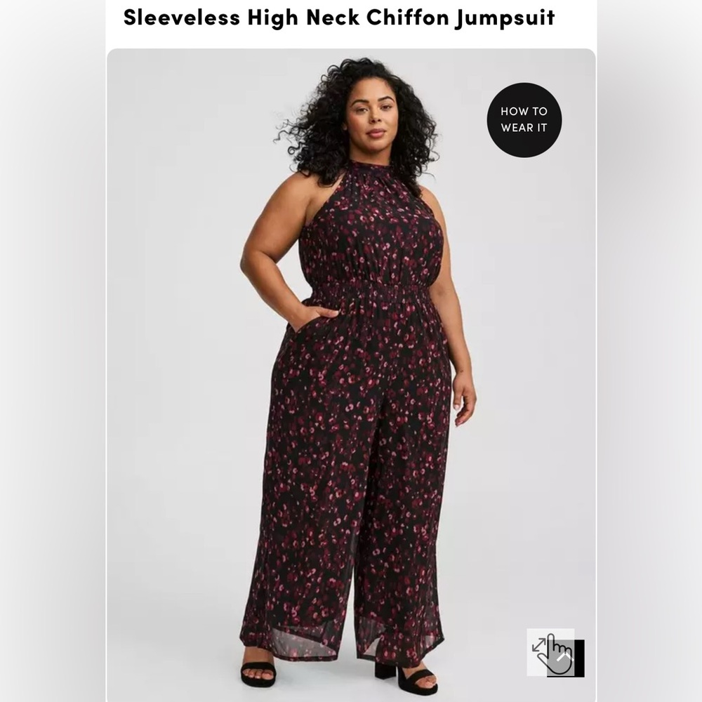 Torrid 1X Sleeveless High Neck Chiffon Jumpsuit